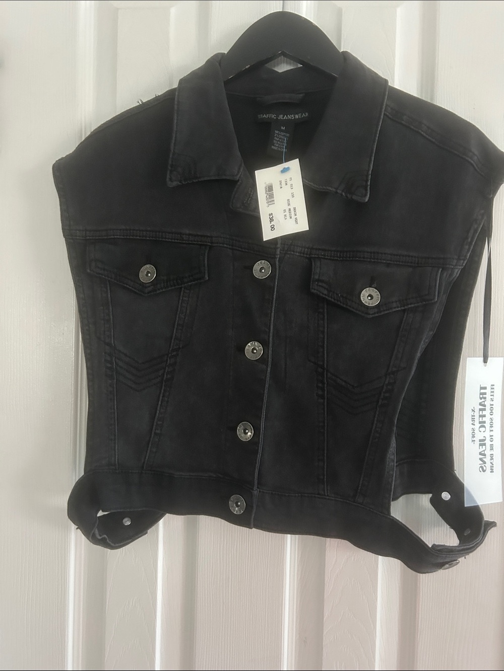 Traffic People Black Washed Denim Vest